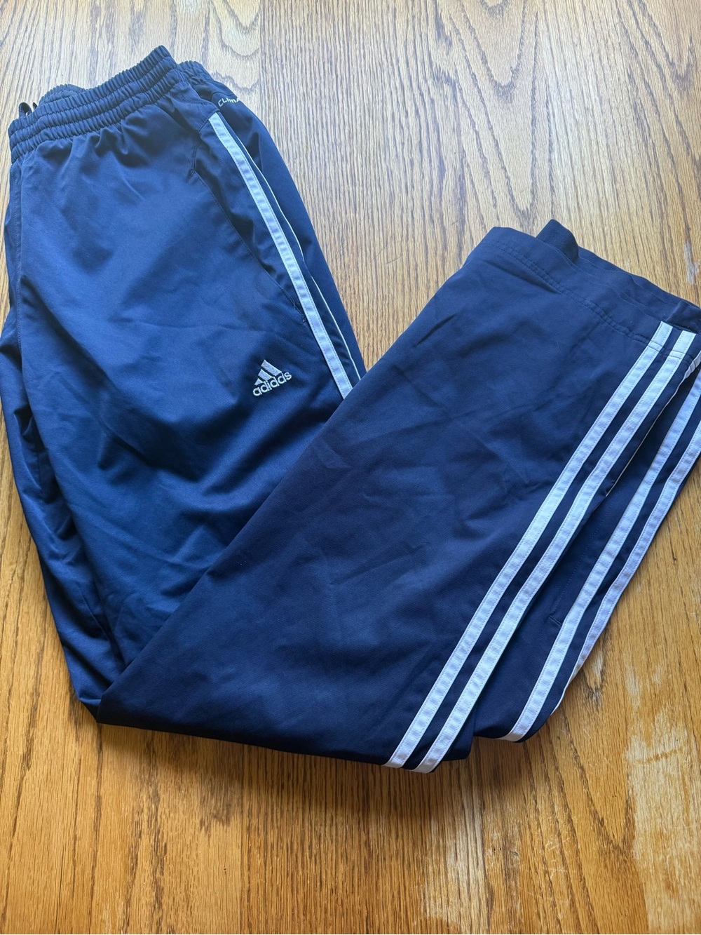 Adidas Men’s Navy Three Stripe Track Pants Size Small